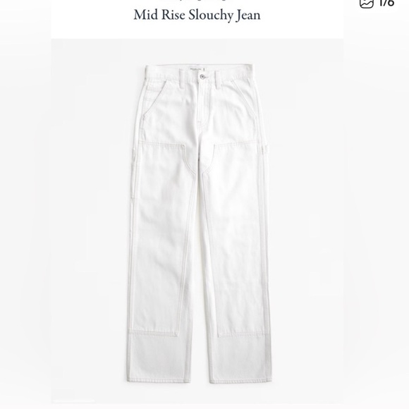 Abercrombie & Fitch Denim - Abercrombie & Fitch Ecru Carpenter Jeans The Slouchy Jean MidRise Curve Love 25R